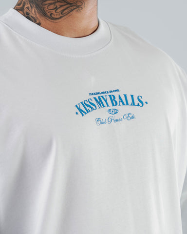 Camiseta Para Hombre Oversize Blanco Kiss My Balls