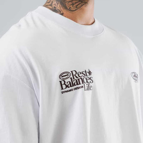 Camiseta Para Hombre Oversize Blanco Rest Balances Life