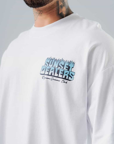 Camiseta Para Hombre Oversize Blanco Sunset Dealers