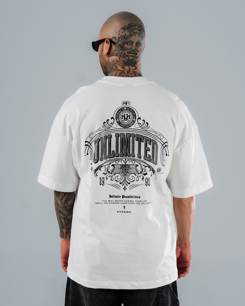 Camiseta Para Hombre Oversize Blanco Unlimited