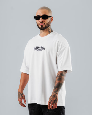 Camiseta Para Hombre Oversize Blanco Virgen Chicano