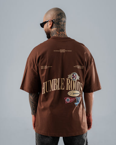 Camiseta Para Hombre Oversize Café Humble Roots