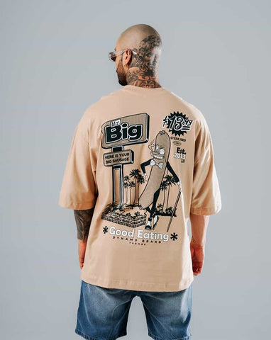 Camiseta Para Hombre Oversize Caqui Sausage