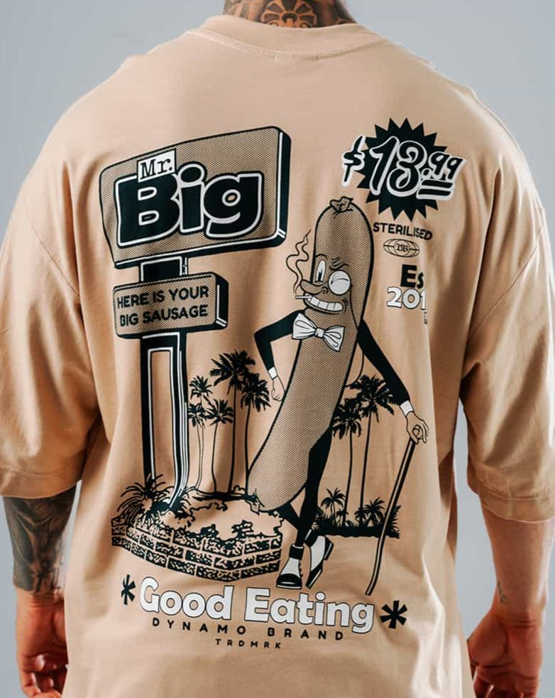 Camiseta Para Hombre Oversize Caqui Sausage