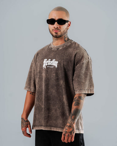 Camiseta Para Hombre Oversize Con Efecto Lavado Rebelion