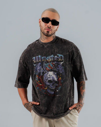 Camiseta Para Hombre Oversize Con Efecto Wasted