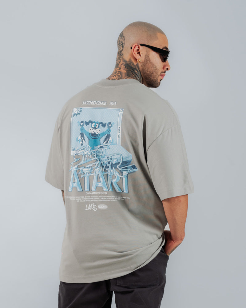 Camiseta Para Hombre Oversize Gris Atari