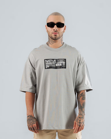 Camiseta Para Hombre Oversize Gris Cemento Native