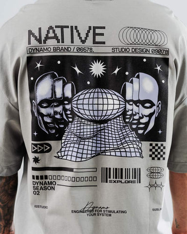 Camiseta Para Hombre Oversize Gris Cemento Native