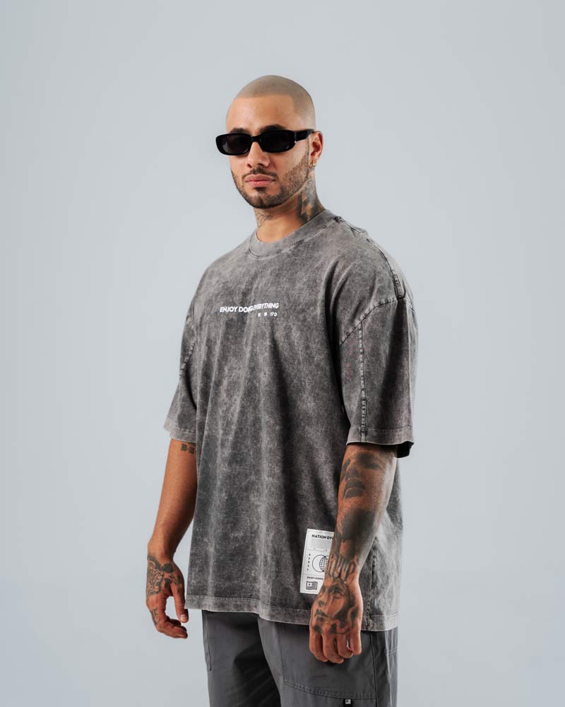 Camiseta Para Hombre Oversize Gris Claro Everything