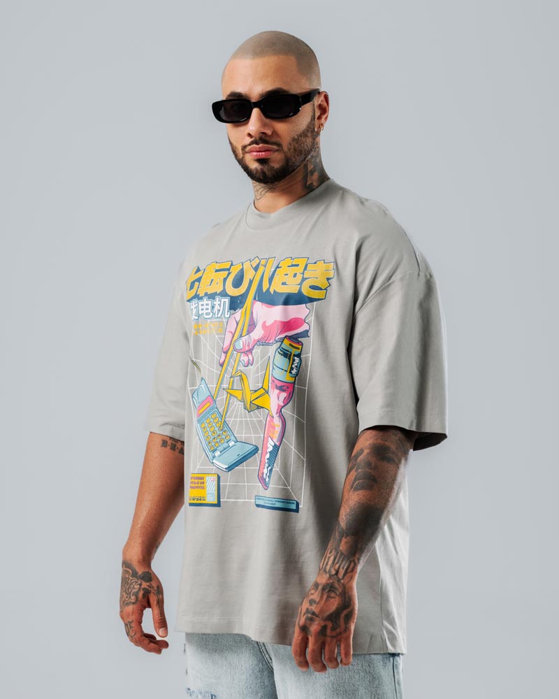 Camiseta Para Hombre Oversize Gris Collection