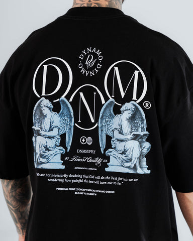 Camiseta Para Hombre Oversize Negra Angel Book Black