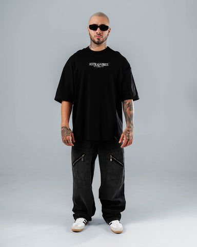 Camiseta Para Hombre Oversize Negra Astral