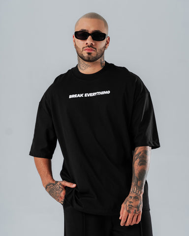 Camiseta Para Hombre Oversize Negra Break