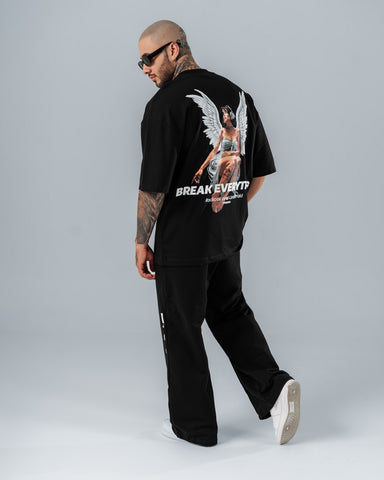 Camiseta Para Hombre Oversize Negra Break