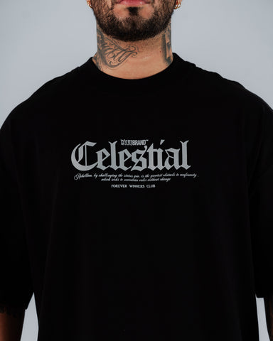 Camiseta Para Hombre Oversize Negra Celestial