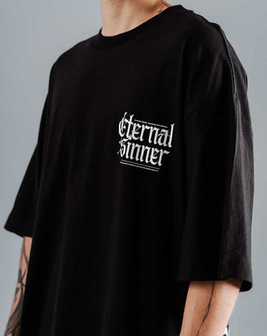 Camiseta Para Hombre Oversize Negra Eternal
