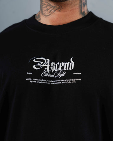 Camiseta Para Hombre Oversize Negra Eternal Ligth