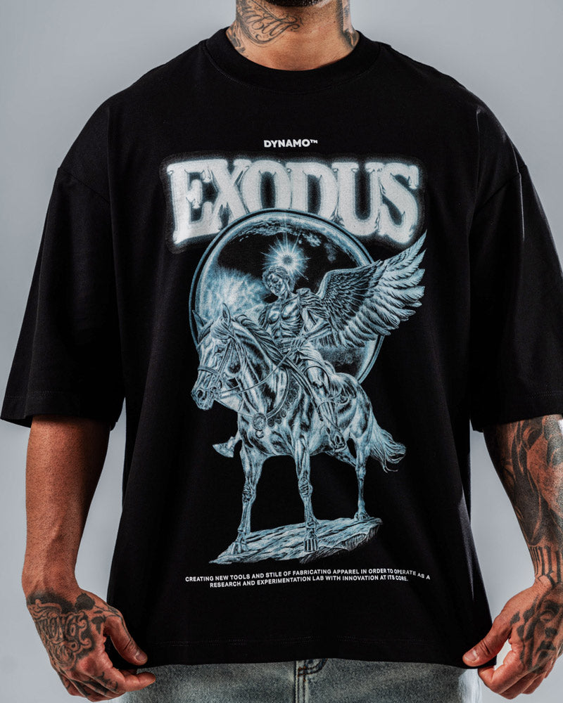 Camiseta Para Hombre Oversize Negra Exodus