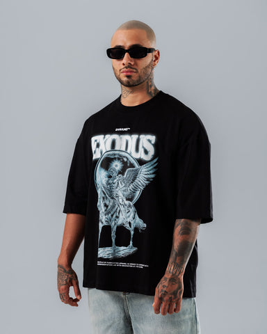 Camiseta Para Hombre Oversize Negra Exodus