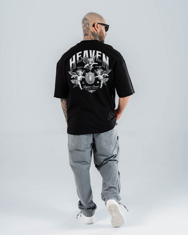 Camiseta Para Hombre Oversize Negra Heaven Paradise