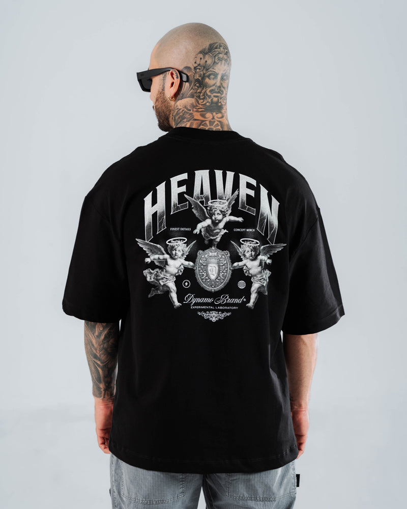 Camiseta Para Hombre Oversize Negra Heaven Paradise