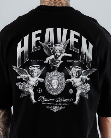 Camiseta Para Hombre Oversize Negra Heaven Paradise