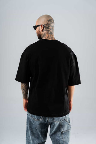 Camiseta Para Hombre Oversize Negra Insignia