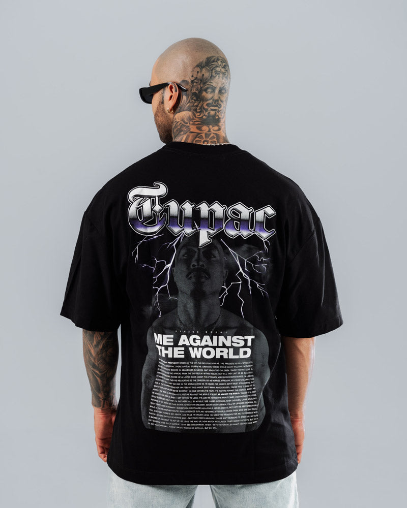 Camiseta Para Hombre Oversize Negra Me Against The World