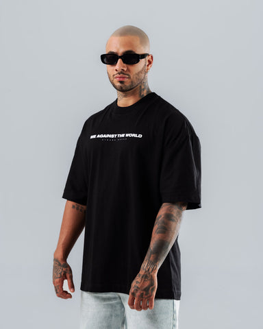 Camiseta Para Hombre Oversize Negra Me Against The World