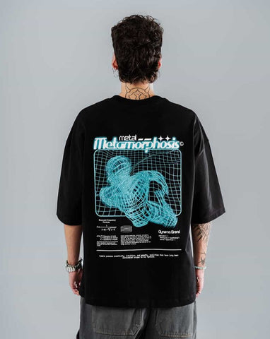 Camiseta Para Hombre Oversize Negra Metamorphosis