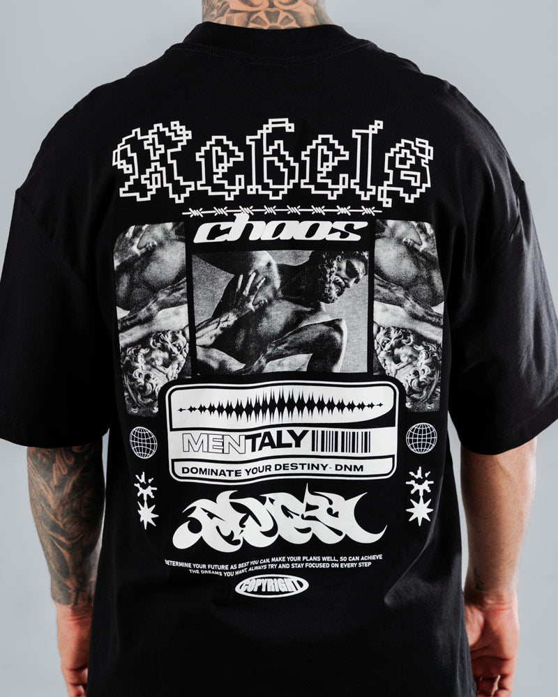 Camiseta Para Hombre Oversize Negra Paradise