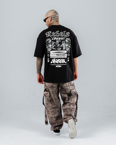 Camiseta Para Hombre Oversize Negra Paradise