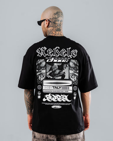 Camiseta Para Hombre Oversize Negra Paradise