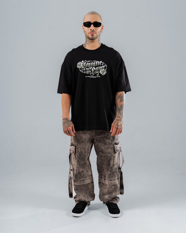 Camiseta Para Hombre Oversize Negra Power