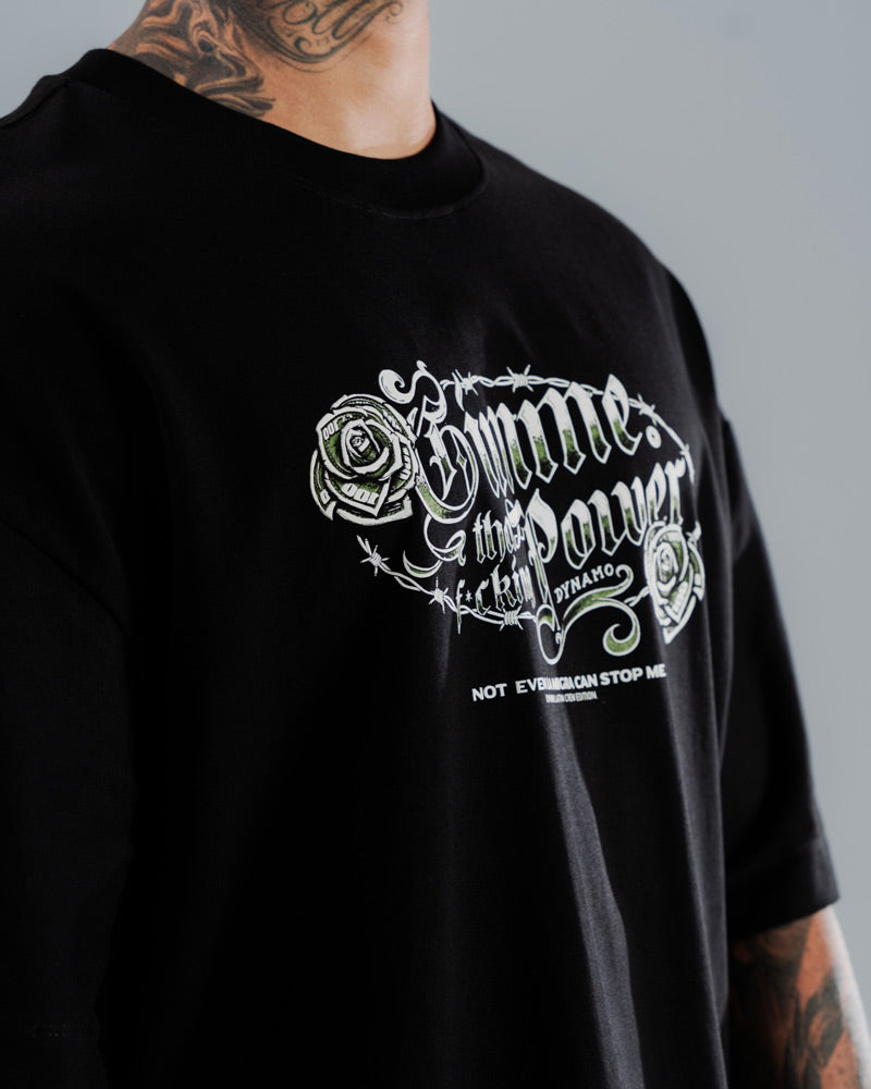 Camiseta Para Hombre Oversize Negra Power