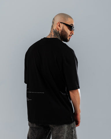 Camiseta Para Hombre Oversize Negra Rap