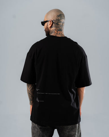 Camiseta Para Hombre Oversize Negra Rap