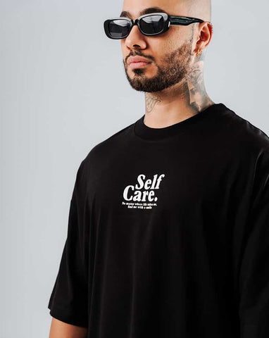 Camiseta Para Hombre Oversize  Negra Self Care