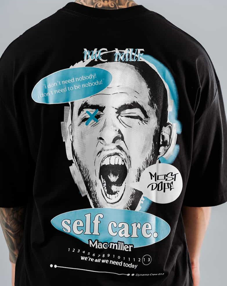 Camiseta Para Hombre Oversize  Negra Self Care