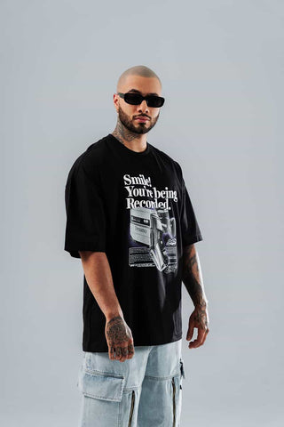 Camiseta Para Hombre Oversize Negra Tech Nost Camera