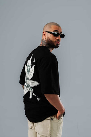 Camiseta Para Hombre Oversize Negro H*sh Nation