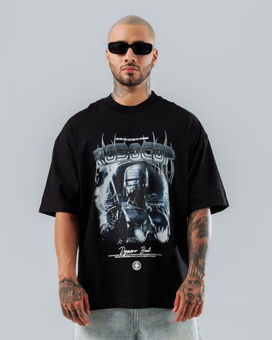 Camiseta Para Hombre Oversize Negro Robocop