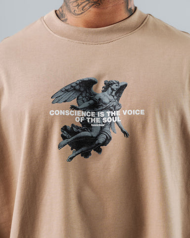 Camiseta Para Hombre Oversize Taupe Conscience