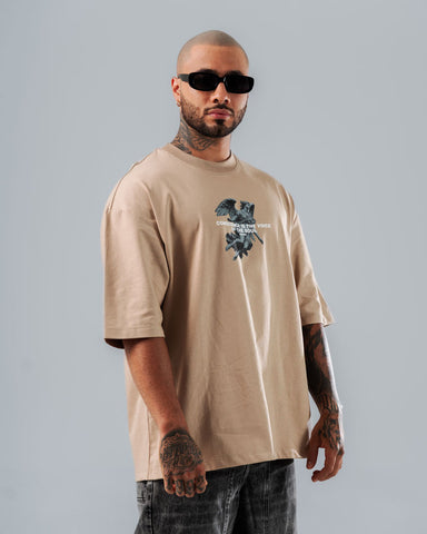 Camiseta Para Hombre Oversize Taupe Conscience