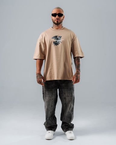 Camiseta Para Hombre Oversize Taupe Conscience