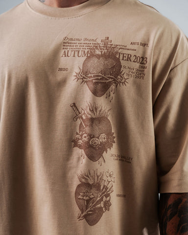 Camiseta Para Hombre Oversize Taupe Plesures