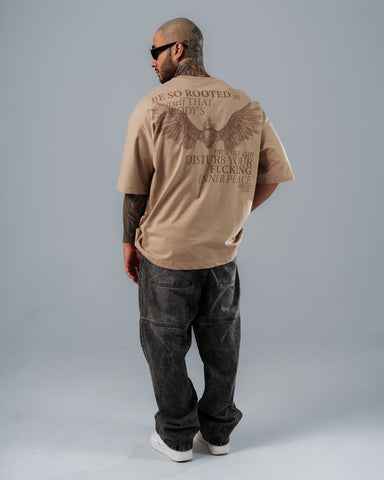 Camiseta Para Hombre Oversize Taupe Plesures