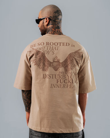 Camiseta Para Hombre Oversize Taupe Plesures