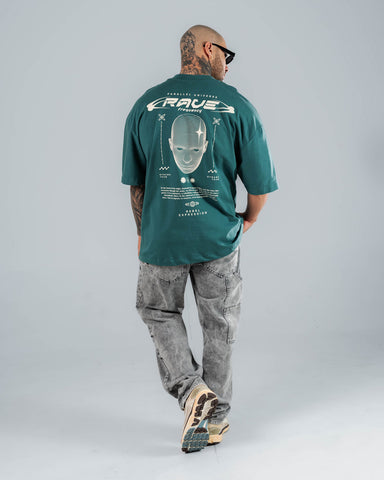 Camiseta Para Hombre Oversize Verde Botella Rave